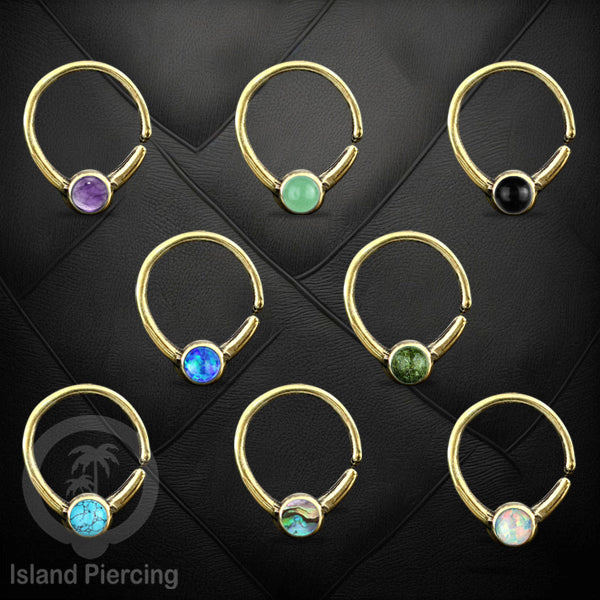 เจาะ Septum และเจาะต่างหูทองเหลืองหิน Daith Tragus และ Helix Piercing