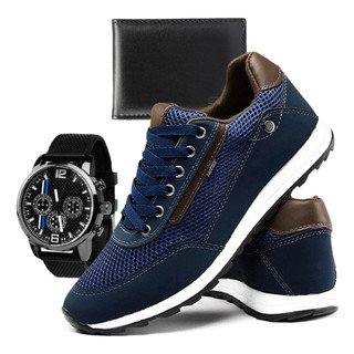 Kit Sapatênis Masculino Com Carteira E Relógio Conforto
