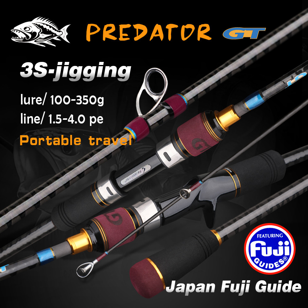 )new PREDATOR Japan jigging Rod 1.8M/1.98M - Portable solid carbon fishing rod for saltwater slow jigging