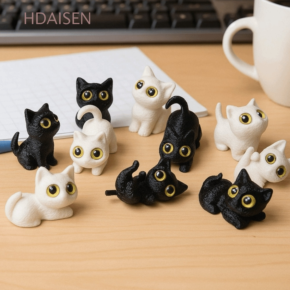 HDAISEN ฮาโลวีนแมวอะนิเมะรูป, PLA หัตถกรรม 3D พิมพ์แมว Figurines ของเล่น, ประติมากรรมรุ่นแสดงเครื่องประดับลูกแมว Micro ภูมิทัศน์หัตถกรรมเด็กหญิงชาย