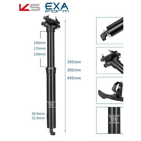 ไต้หวัน KS EXA 900i จักรยานเสือภูเขาควบคุมลวด Lift Seatpost เส้นทางภายใน 30.9 31.6 มม. Seatpost G