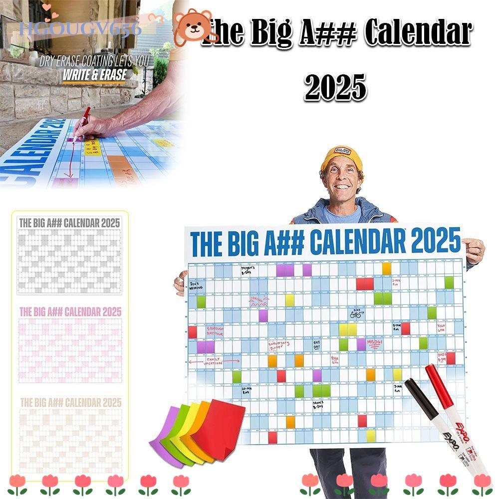 HGOUGVT The Big A## ปฏิทิน, พร้อมปากกาและกาวสติ๊กเกอร์ Schedule Organizer 2025 Planner Sheet, Giant 