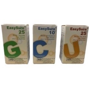 EASYSURE GLUCOSE 25S STRIPS CHOLESTROL 10S STRIPS(31/7/2027) URIC ACID 25S STRIPS(10/6/2027)