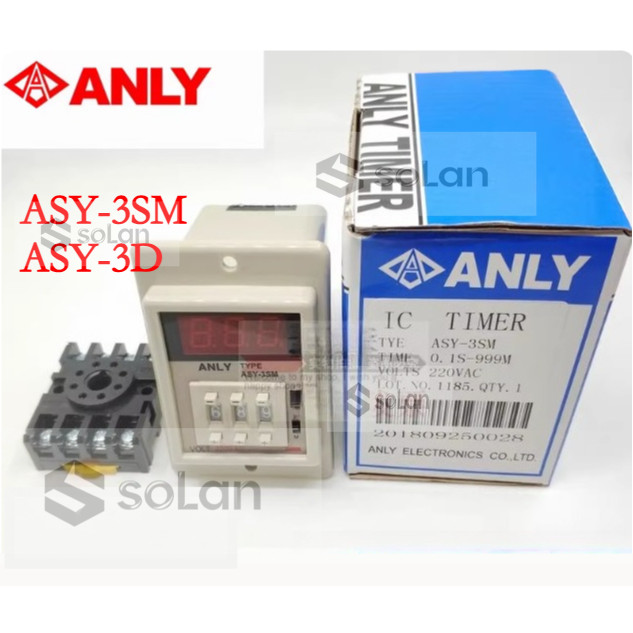Anliang ANLY รีเลย์เวลา ASY-3SM ASY-3D 220VAC 999S 999M ตัวจับเวลาหน่วงเวลาเวลา