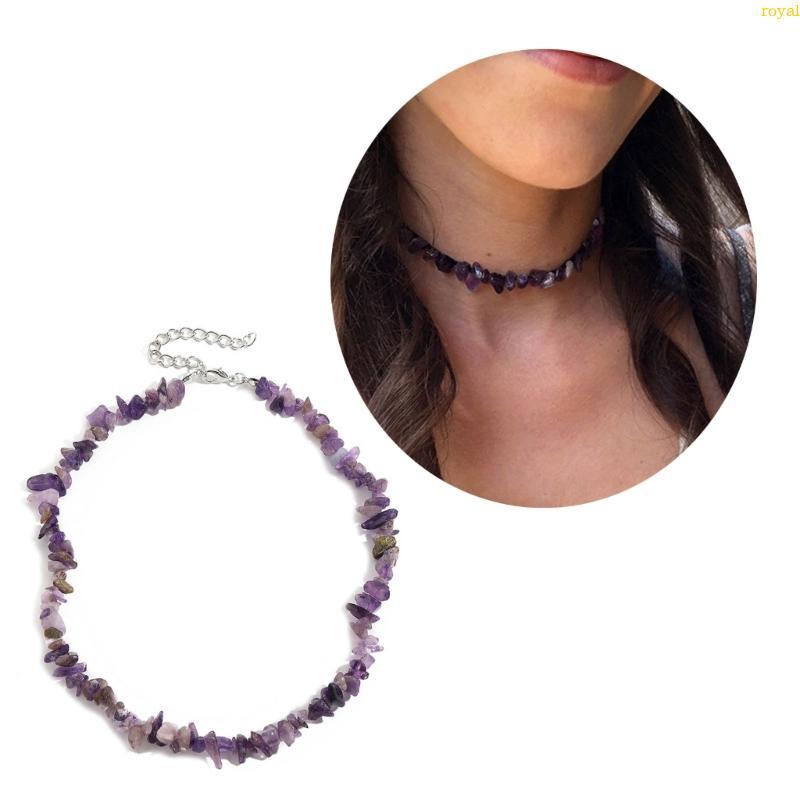 Colorful Natural Stone Choker Bohemia Gravel Beaded Grunge Necklace For Women
