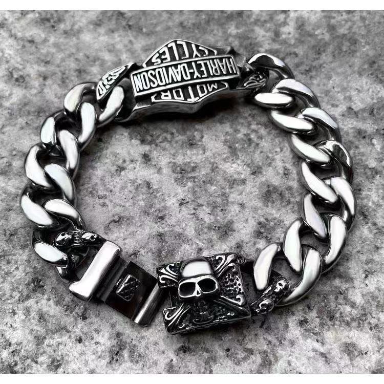 สร้อยข้อมือผู้ชายสไตล์ฮิปฮอปและเรโทรปังค์ จาก titanium และ steel ดีไซน์หรูหรา แบรนด์เฉพาะกลุ่ม S11.17