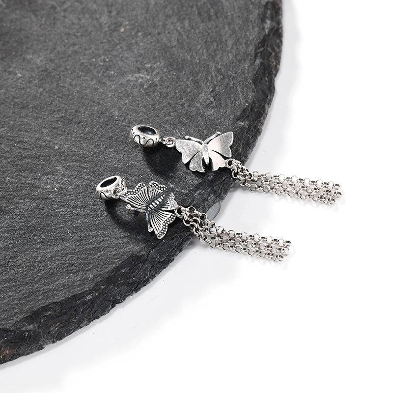 Vintage Silver Slip Handmade เครื่องประดับขนาดเล็กสร้อยข้อมือต่างหูพู่จี้ s925 อุปกรณ์เสริมหยดพู่สร้