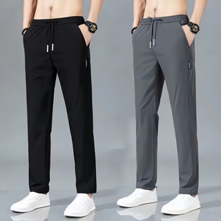 กางเกงผ้าไหมน้ำแข็งสำหรับผู้ชาย สไตล์ฮาราจูกุญี่ปุ่น แห้งไวแ…