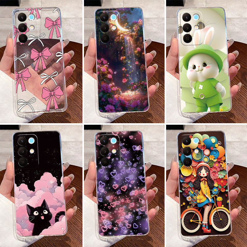 สําหรับRealme 15X/Realme C85 5GกรณีRMX5250 RMX5253 ฝาหลังใสหรูหราน่ารักรักกระต่ายตลกTPUซิลิโคนอ่อนนุ่มเคสโทรศัพท์