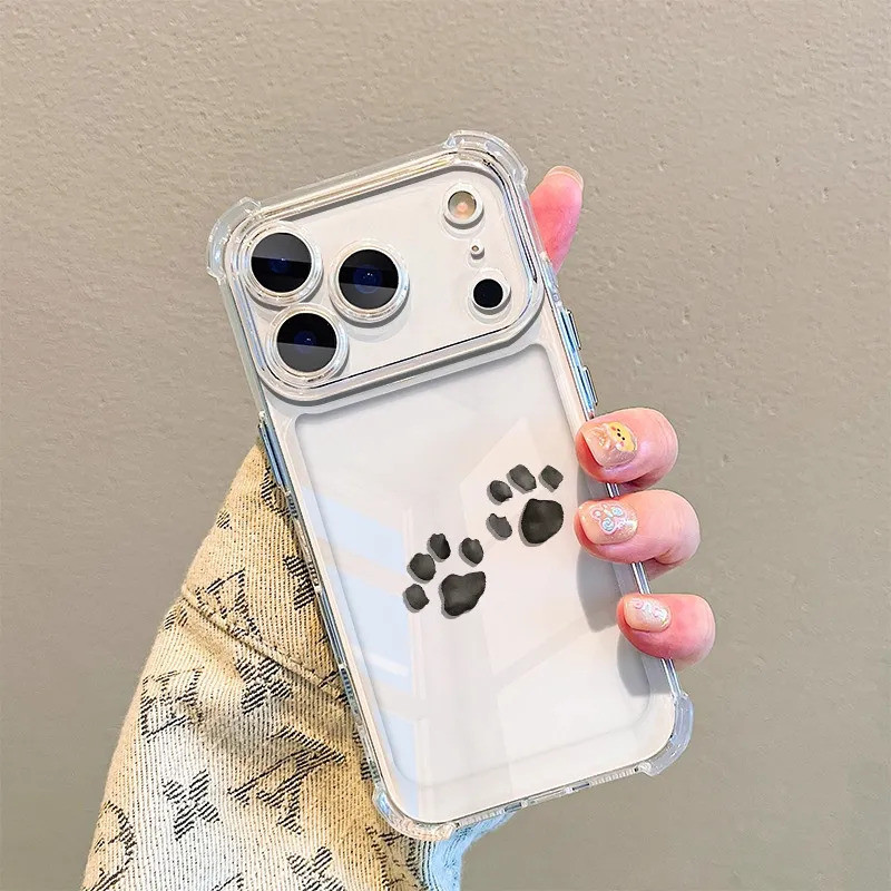 Simple Puppy Paw พิมพ์เหมาะสําหรับ iPhone 17ProMax ถุงลมนิรภัยโปร่งใส Anti-Fall Shell 14 13ProMax 7/