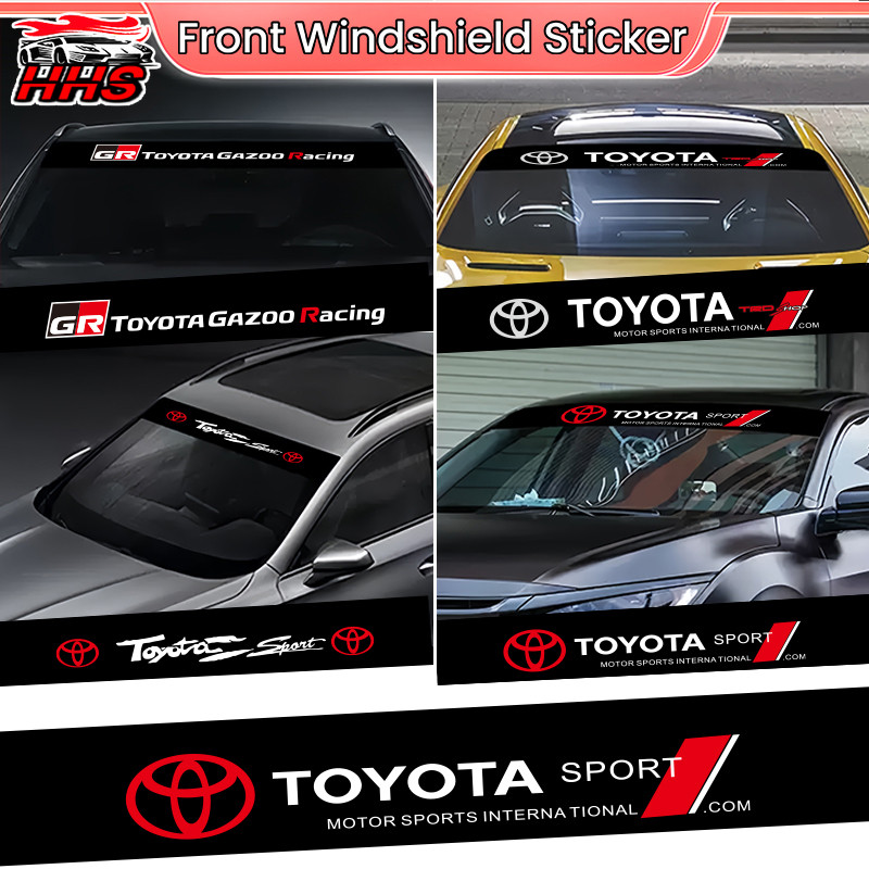 Toyota รถด้านหน้ากระจกสติกเกอร์บังแดดสีดําตกแต่งดึงดอกไม้สติกเกอร์สําหรับ Toyota Vios Hilux Rush Innova Veloz Fortuner Alphard Camry RAV4 Harrier xu80 Hiace Raize