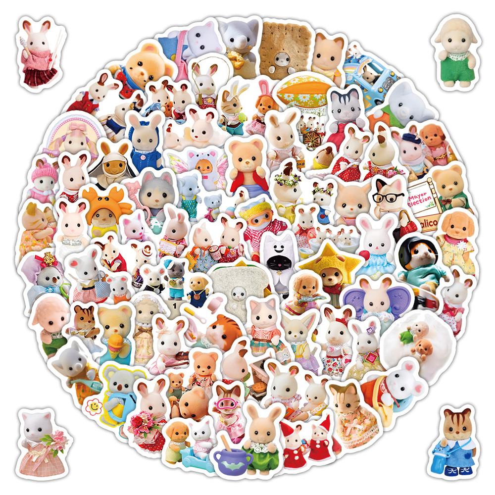สติ๊กเกอร์ Sylvanian Families สุดน่ารัก 102 ชิ้น - ของตกแต่งอเนกประสงค์สําหรับงานฝีมือ DIY และของขวัญ Embellishment