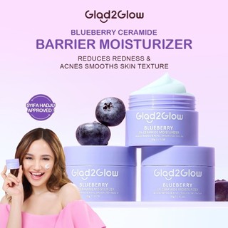 Glad2Glow Moisturizer 3pcs Paket Skincare Glad2Glow Blueberry Ceramide Moisturizer  - Glad2Glow Pomegranate brightening moisturizer- 100% ORI