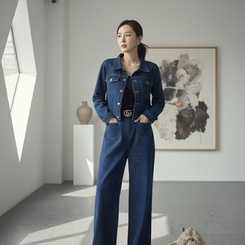 ชุดเซ็ตยีนส์ ผ้ายีนส์เเท้ งานมีน้ำหนักสีชัดสวย ดีเทลกระเป๋ากางเกงหน้าเก๋ๆผ้ายีนส์100%-B1433 - รูปที่ 2