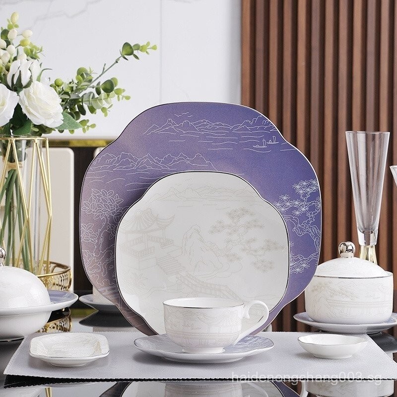 HighValue Bone China Tableware Set Bowls Plates Dishes Set Hotel Club Tableware Set Creative Home Hi