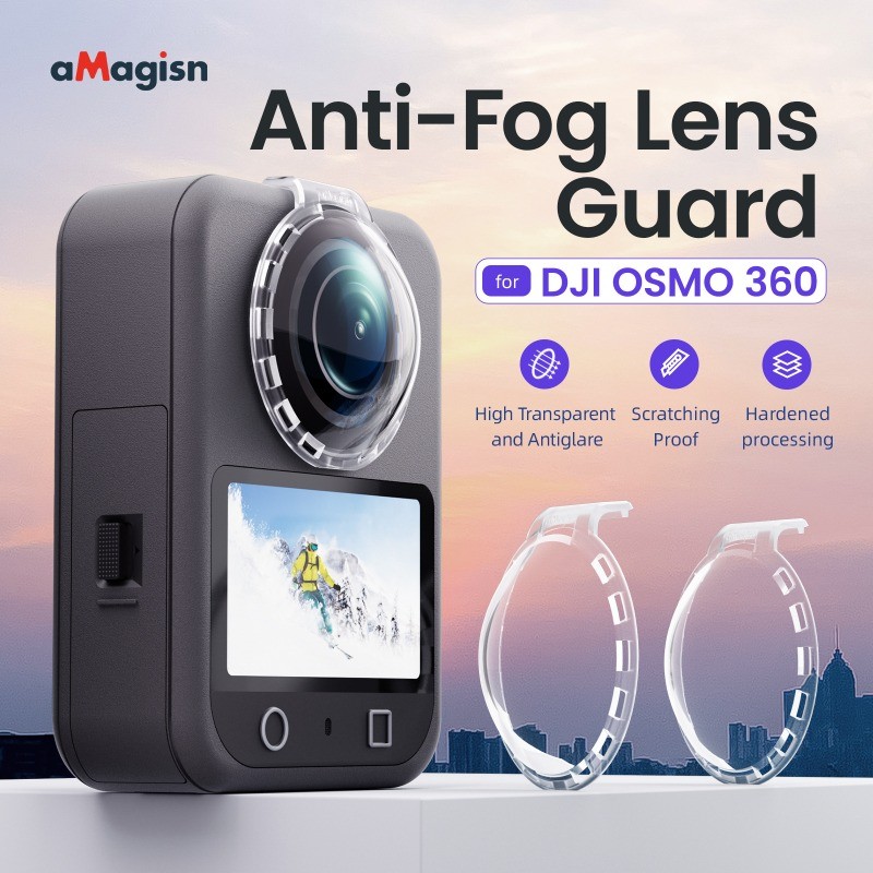 AMagisn สําหรับ DJI OSMO 360 Anti-Collision Anti-Fog Snap-On เลนส์คริสตัลเลนส์ใสป้องกัน Action กล้องอุปกรณ์เสริม
