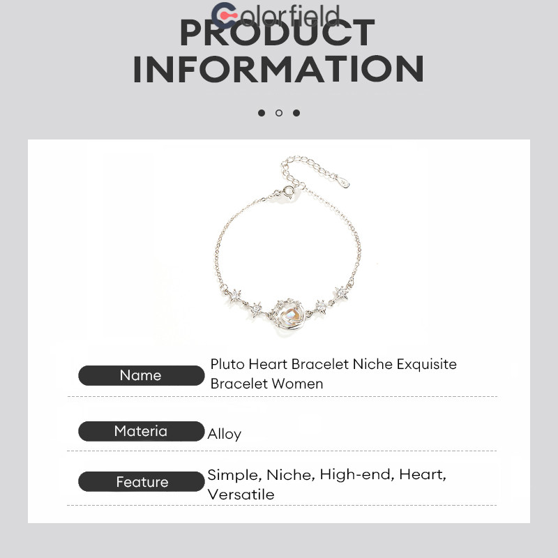Colorfield สร้อยข้อมือ ดาวพลูโต หัวใจ ประดับเพทาย หรูหราแสง ระดับไฮเอนด์ เครื่องประดับแฟชั่น สำหรับผู้หญิง-COD - รูปที่ 7
