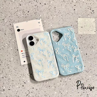 สำหรับ IPhone 16 17 Air 11 15 13 12 Pro Max 14 15 8 7 Plus X XR XS Max ผ้าคลุมระบายลายโบว์ริบบิ้นสีขาวรูปหัวใจแสนหวาน