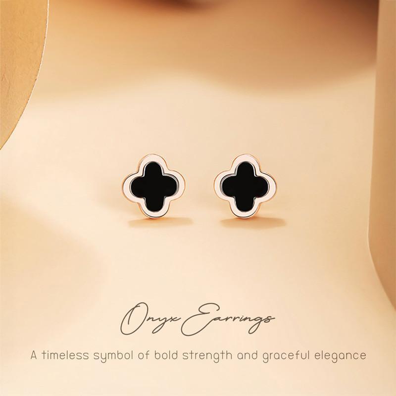 Onyx Earrings ต่างหูเงินแท้ S925 [MERCELO]
