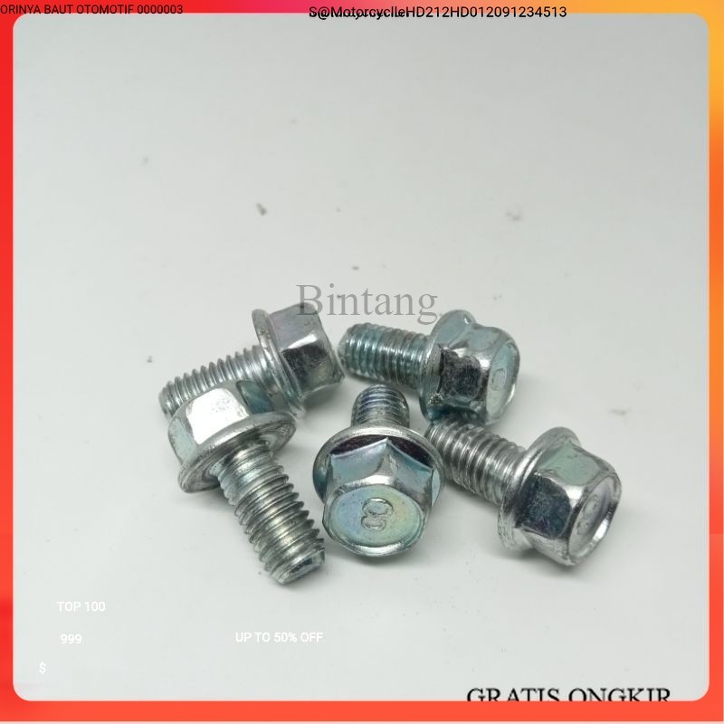 12 M8 BOLT 16 สายฟ้ายาวเดิม 1.6 CM STEEL BOLT Hd1 B1