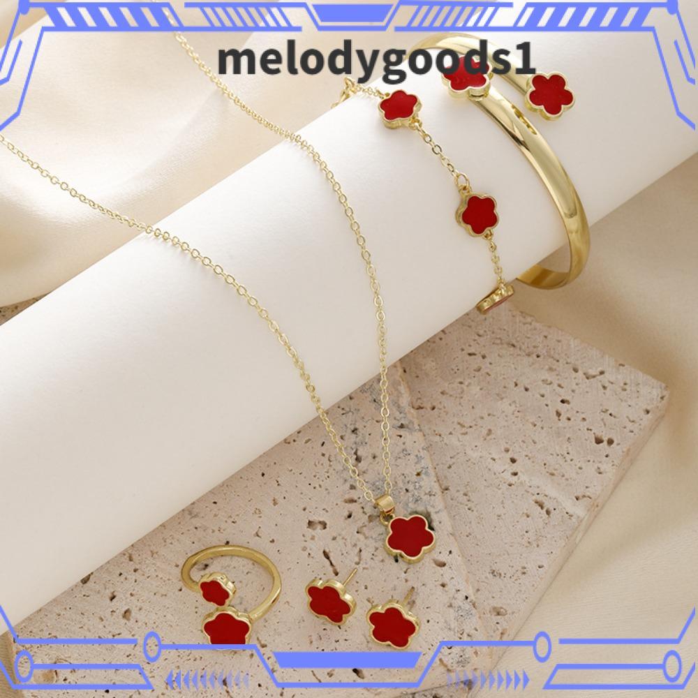 Melody Goods (MGD) เครื่องประดับชุด สร้อยคอกับสร้อยข้อมือ สไตล์แฟชั่นจากโลหะผสม พรางลายดอกไม้