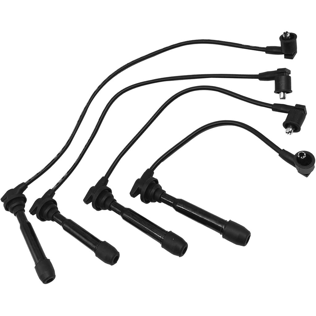 4 ชุดสายไฟหัวเทียนจุดระเบิด, 7 มม., 4 ชิ้น, ใช้งานร่วมกับ Hyundai Tucson Sportage Kia Sou Tiburon Sp