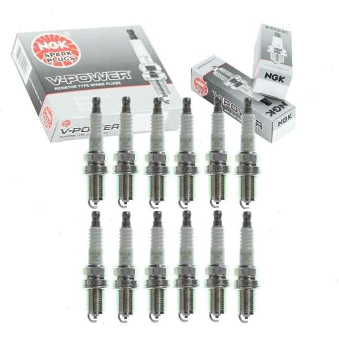 หัวเทียน NGK V-Power 12 ชิ้นเข้ากันได้กับ Mercedes-Benz SLK32 AMG 3.2L V6 2002-2004