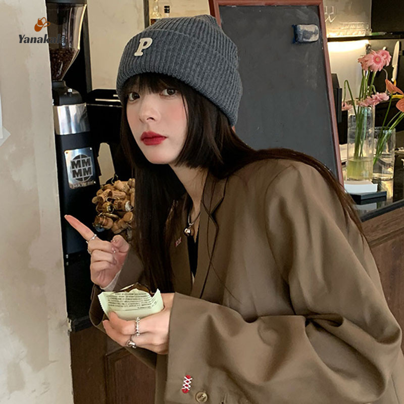 COD🚚เวอร์ชั่นเกาหลี ตัวอักษร P หมวกไหมพรม แฟชั่น อบอุ่น หมวกถัก หมวกกันหนาว สไตล์หวานเย็น-Yanakala - รูปที่ 5