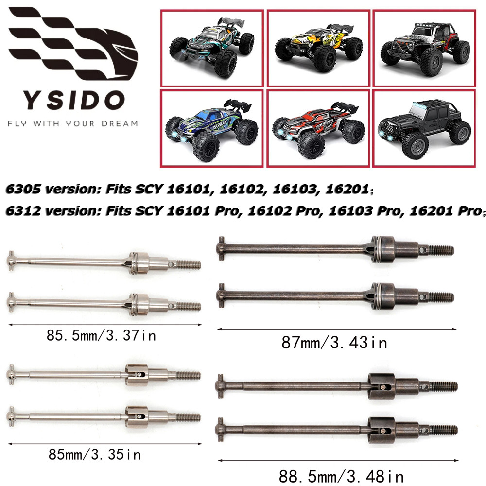 โลหะ Driveshaft ด้านหน้าด้านหลังชุดไดรฟ์เพลา CVD Dogbone ชุดสําหรับ 1/16 SCY 16101 16102 16103 Pro 16201 Brushless/Brushed RC รถ