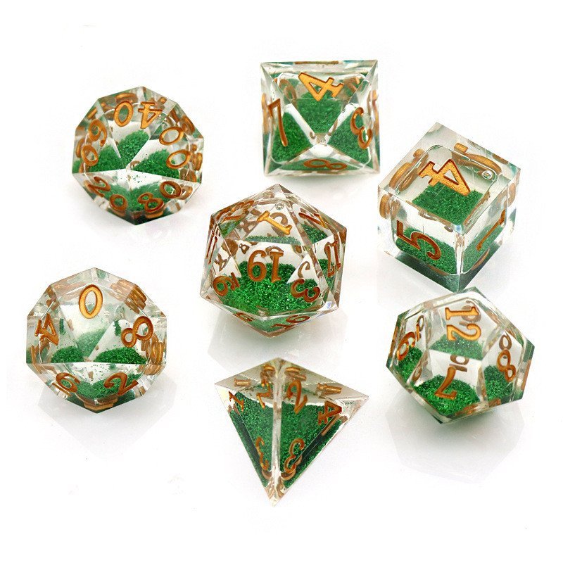 DND Dice TRPG Glitter Dice Running Team Set Cross-Border 7 Dungeons and Dragons Polyhedron Resin GQ8