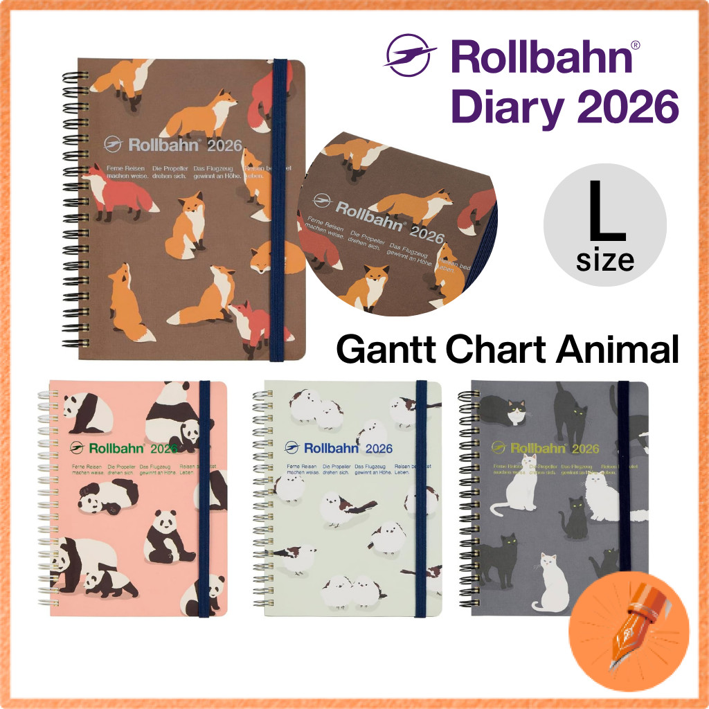 Delfonics Planner 2026 Rollbahn Diary Gantt Chart Animal Large Monthly Schedule