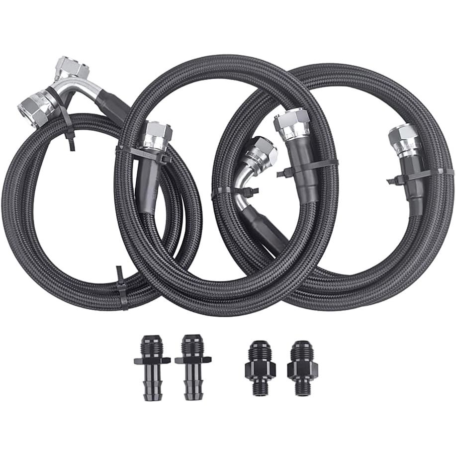 48RE Transmission Cooler Lines Kit สําหรับ Dodge Ram 2500/3500 Cummins 5.9L 2003-2007, สแตนเลสและไนล