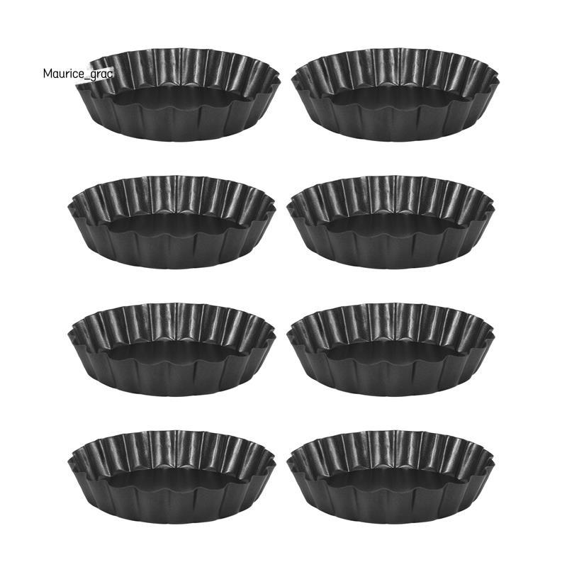 8 ชิ้น 4 นิ้ว Mini Tart Pan,Non-Stick Quiche Pan,Tart Pan ที่ถอดออกได้ด้านล่าง,สําหรับพาย,Quiche Bak
