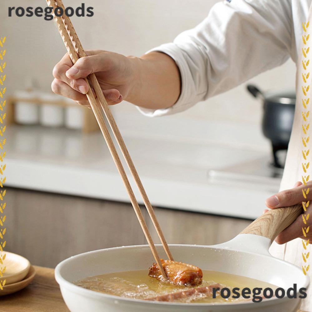 ROSEGOODS 3 คู่ตะเกียบไม้ยาวพิเศษบนโต๊ะอาหารตะเกียบทําอาหารญี่ปุ่น Handmade