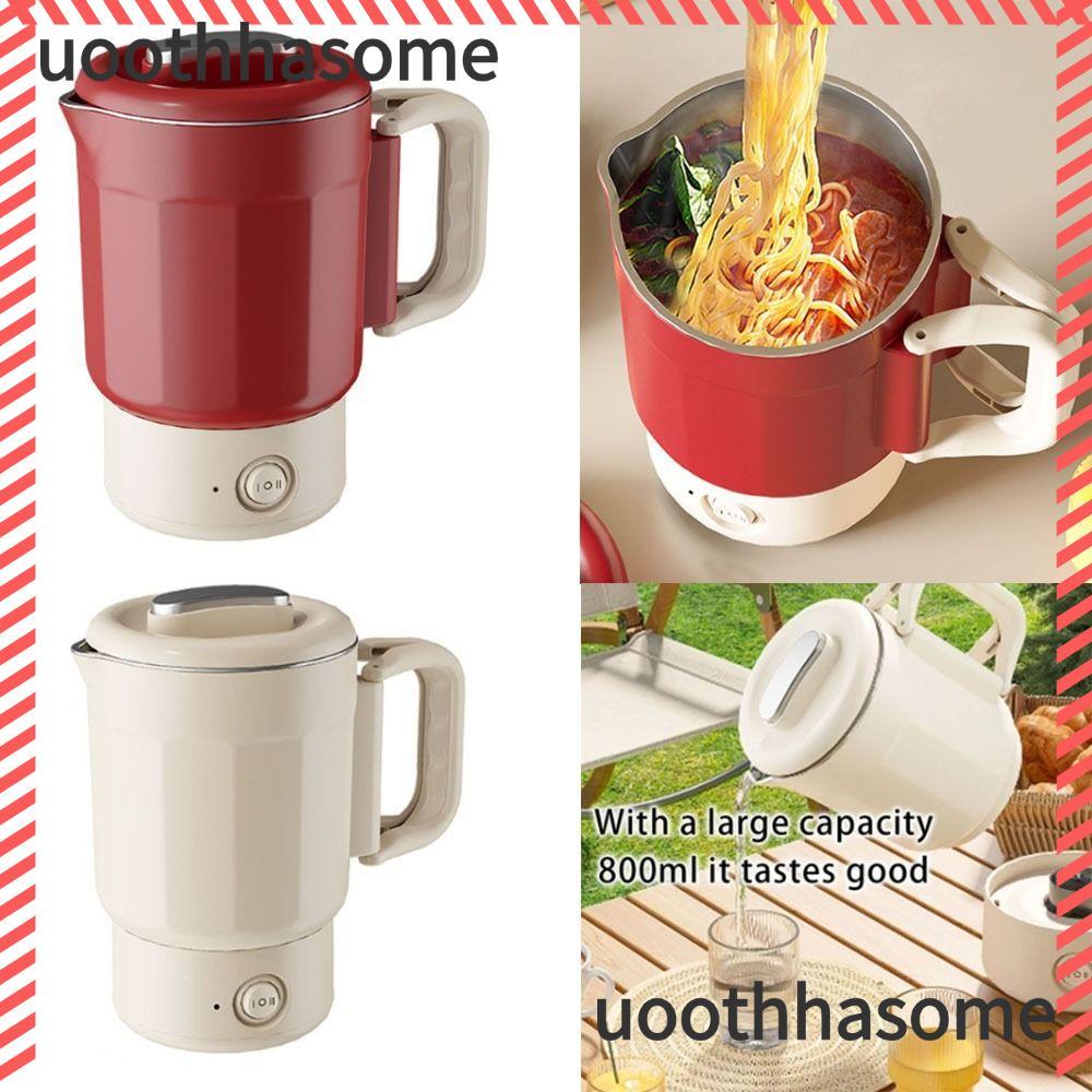 UOTHHASOME กาต้มน้ําไฟฟ้า, กาต้มน้ําขนาดเล็กพับได้แบบพกพา, อัพเกรด 304 สแตนเลส 800 มล. เครื่องทําความร้อนขนาดเล็กแบบถอดได้ Travel