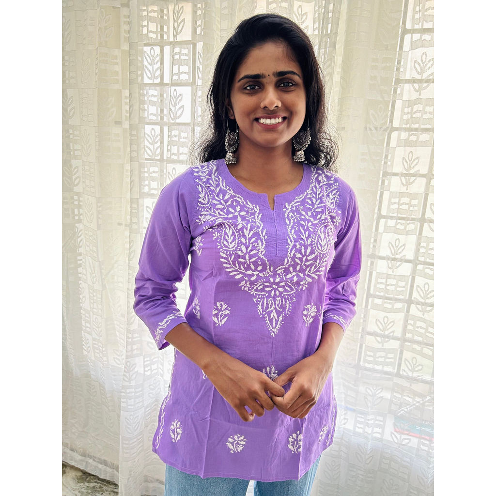 Blitznowi Chikankari Cotton Short Kurti Top