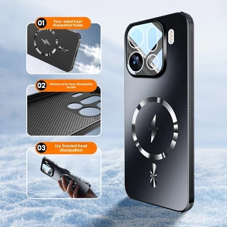 YYN สําหรับ OPPO Find X9 Pro FindX9 ปลอกพร้อมฟิล์มเลนส์ การกระจายความร้อน แฟลช แม่เหล็กดูด เคสโทรศัพท์กันกระแทก เคสแข็ง