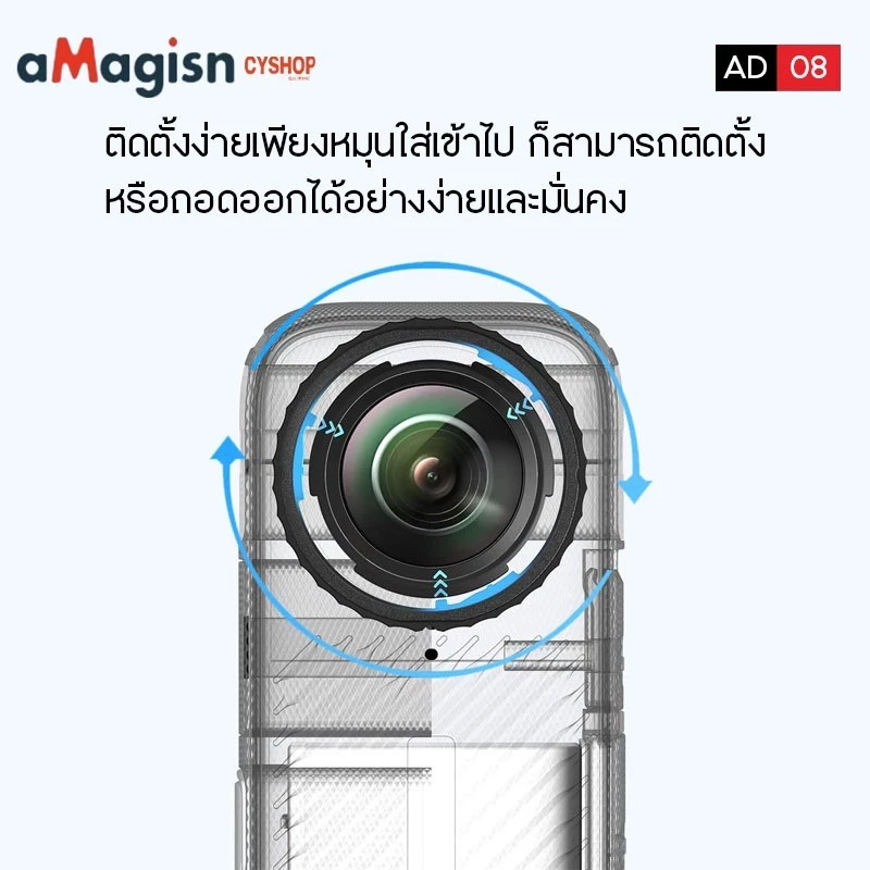 aMagisn AD08  Lens Guards for lnsta 360 X4 /  lnsta 360 X4 Air ฝาครอบป้องกันเลนส์งานกระจก  lnsta 360 X4 / X4 Air thumbnail 6