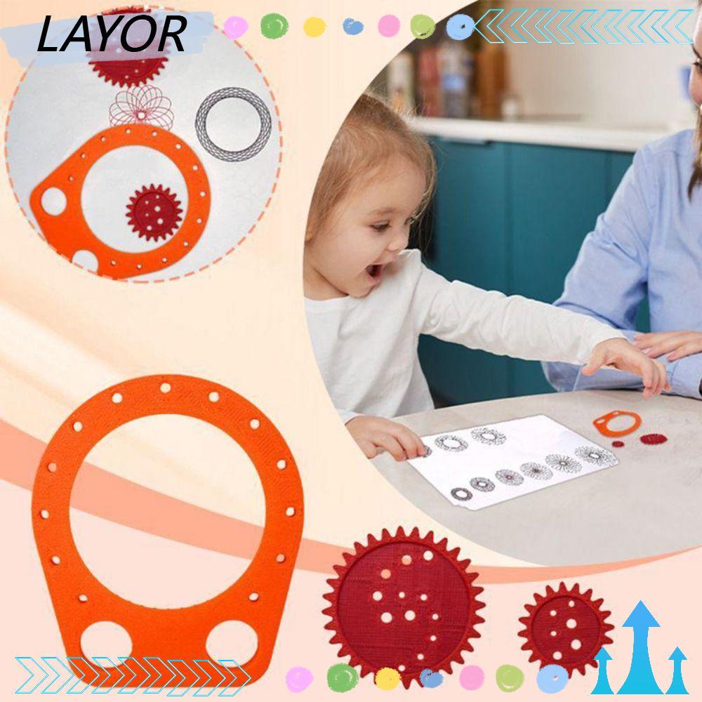 LAYOR Spirograph Drawing Art Template,มัลติฟังก์ชั่นพิมพ์เรขาคณิตไม้บรรทัดชุด,Creative แบบพกพาReusab