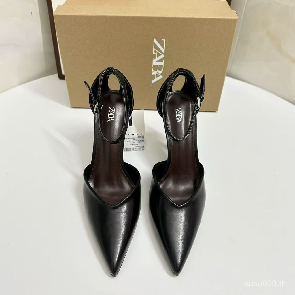 ZARA รองเท้าส้นสูงสไตรโล่สำหรับผู้หญิง แบบใหม่ของฤดูร้อนปี 2025 มีสายรัดพิเศษ