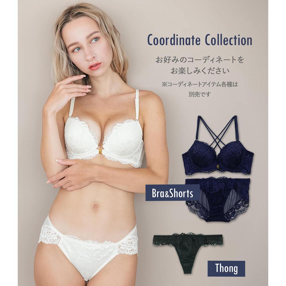 ชุดชั้นในแบบบรา Elegant Lace Top สไตล์ญี่ปุ่น มีสายคล้องคอน่ารักและเข็มขัดด้านหน้า ขนาด 65B-G, 70B-G