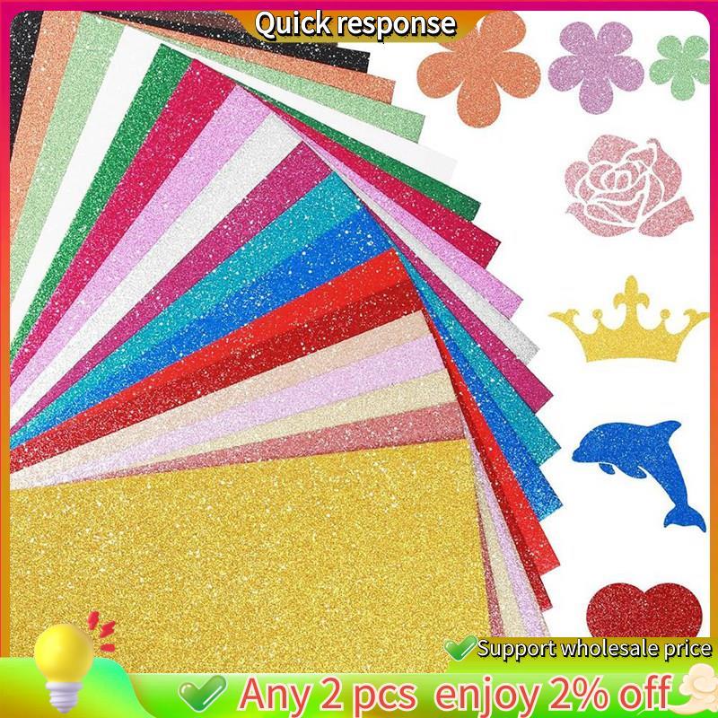 ในสต็อก-40 แผ่น 20 สี Sparkly Cardstock, 250GSM A5 Glitter Paper No-Shed หนา Shimmer Card Stock