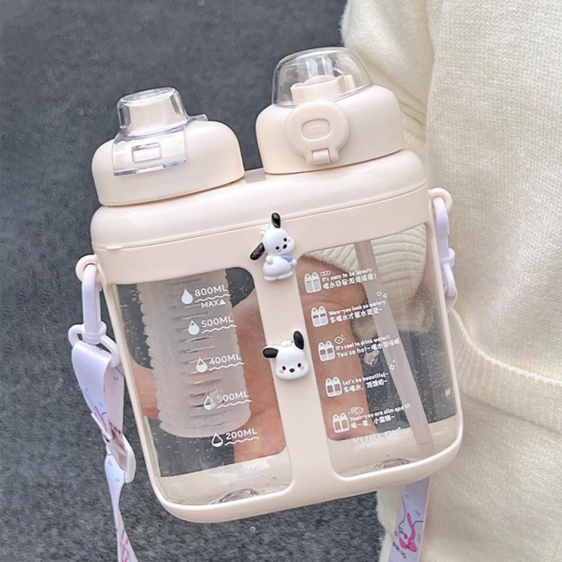 [Co-Life] -1600ML Simple Sports Sub-Warehouse Double Drinking Scale ขวดน้ําขนาดใหญ่ความจุพลาสติก Spa