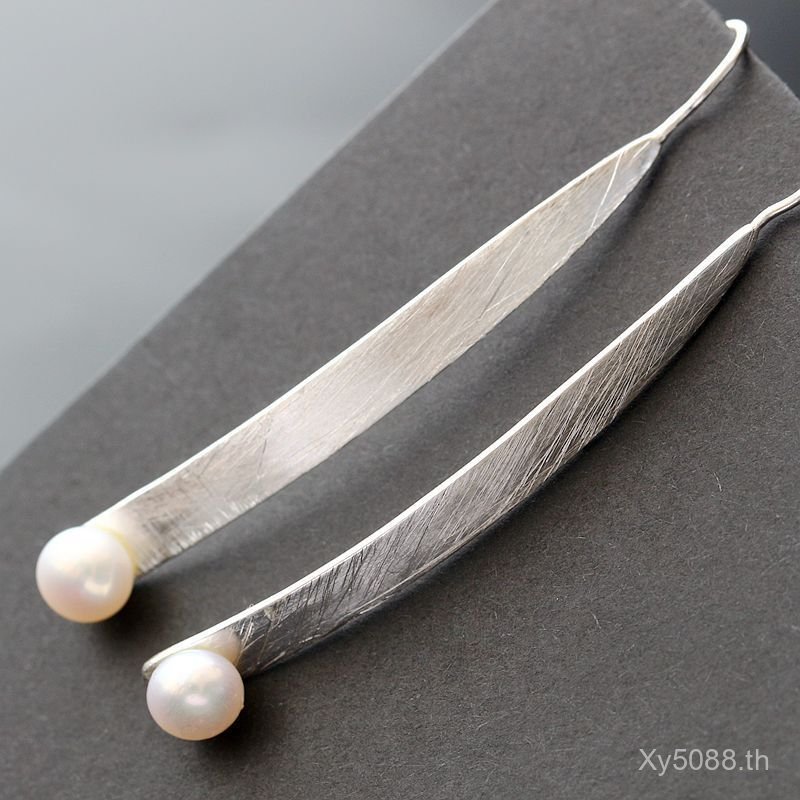 ต่างหูเงินSterling Silver 925 ออกแบบแฟชั่นด้วยไข่มุกยาว มาพร้อมสร้อยคอ จากPavilion