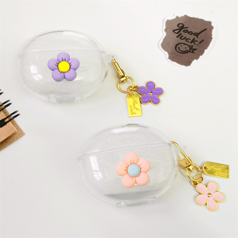 ดอกไม้น่ารักสําหรับ Baseus M3S M2S Pro กรณี MC1 M2 AirGo 1 แหวน AS01 E19 E20 Soft TPU โปร่งใสฝาครอบป