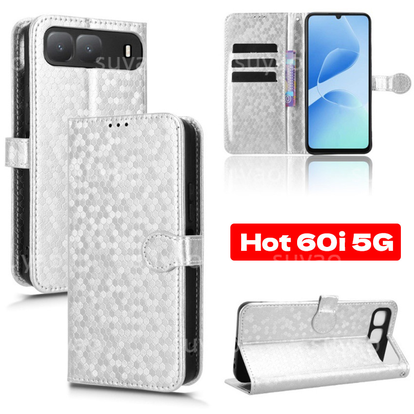 สําหรับ infinix Hot 60i 5G 2025 เคสโทรศัพท์หนังกระเป๋าสตางค์ผู้ถือปลอก Hot60i infinixHot60i ใหม่ Wave Point Frosted Matte PU กันกระแทกพับปกหลัง