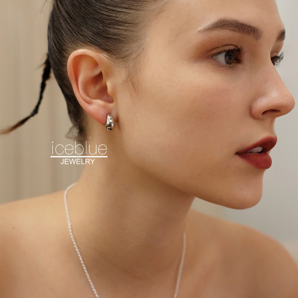 【iceblue】ต่างหูติดติ่ง S925 เงินแท้ทรงหยดน้ำเล็ก ชุบทองคำขาว 18K สไตล์ยุโรปและอเมริกา สำหรับผู้หญิง E133 - รูปที่ 6