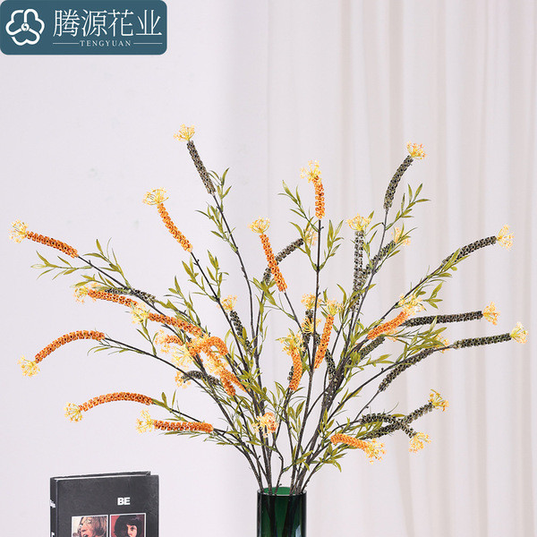 ดอกไม้แห้ง ช่อดอกไม้ ดอกไม้ปลอม สไตล์นอร์ดิก Sage พืชจําลองช่อดอกไม้แพคเกจนุ่มการจัดดอกไม้ตกแต่งงานแ