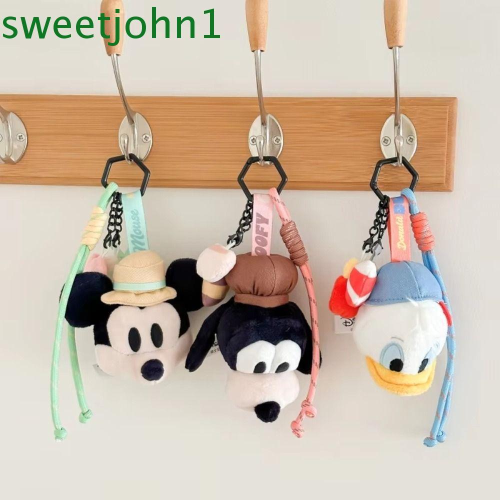SWEETJOHN Mickey Mouse Family Plush Toy, Mickey Family Series การ์ตูน Mickey Minnie Plush พวงกุญแจ, 