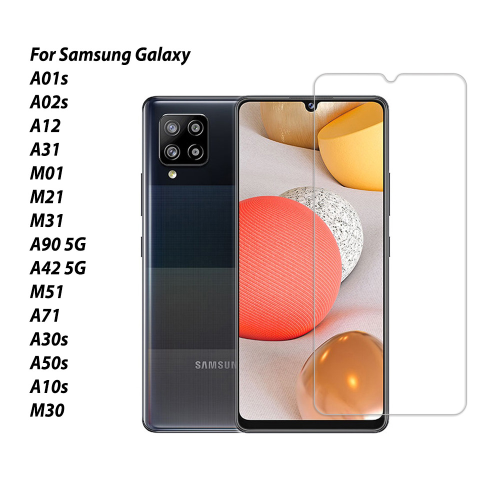 Click&จัดส่งราชาแห่งกระจกนิรภัยสําหรับ Samsung Galaxy A01s,A02s,A12,A31,M01,M21,,M31,A90 1N9Q